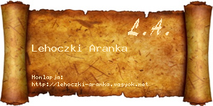 Lehoczki Aranka névjegykártya